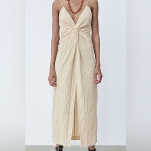 Zara Textured Knot Dress Small NWT